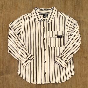 VOLCOM Striped Kids Shirt - Black and White